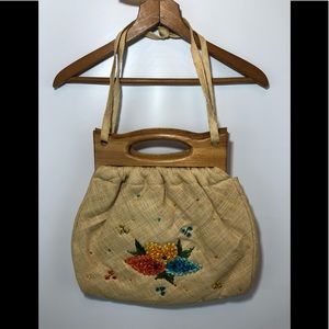 Vintage embroidered floral handbag
